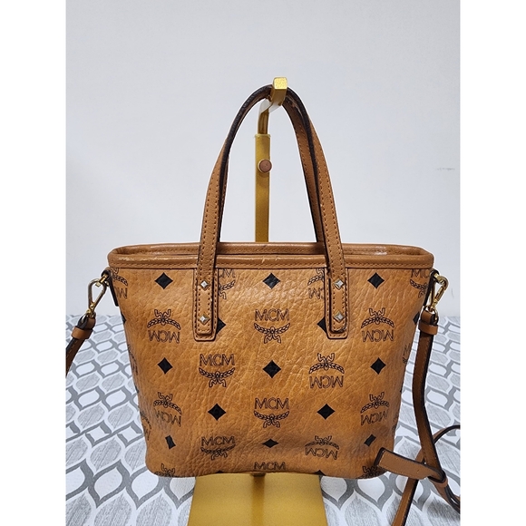 MCM ANYA TOP ZIP MINI SHOPPER BAG COGNAC - Picture 7 of 15